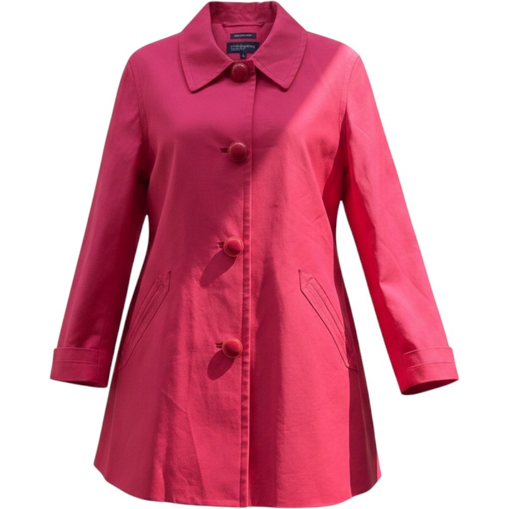 Jones New York Signature Pink Swing Coat Womens XL Button‎ Front Trench Jacket